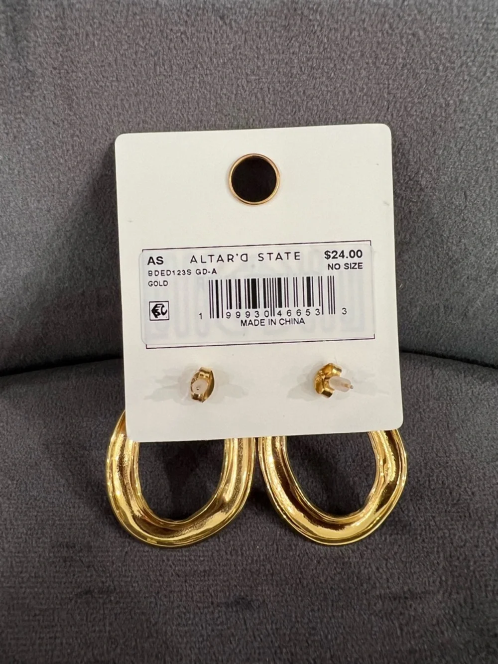 Altar'd State Gold Tone Open Oval Earrings